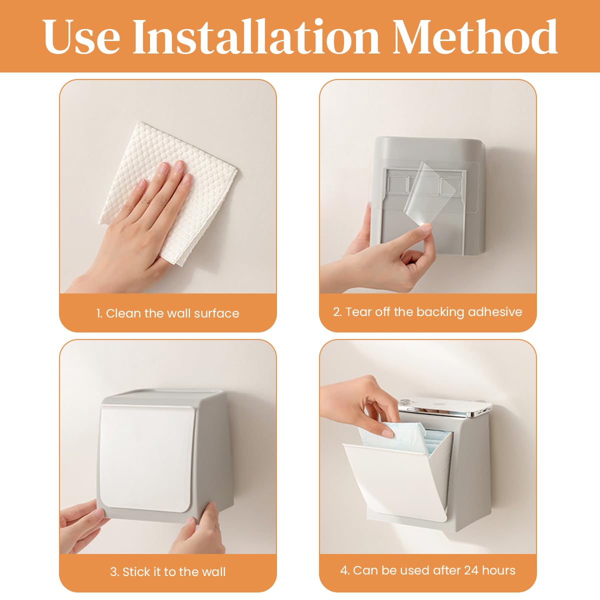 HASTHIP Sanitary Pads Storage Box for Toilet with Pull-Out Design 11.5x11.5x19.5cm Pink