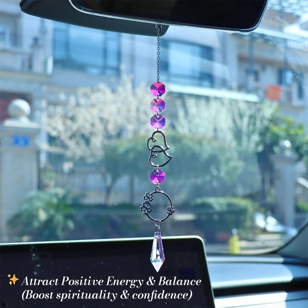HASTHIP Suncatcher Charm Set of 4 for Home Decor with 34cm Sun and Moon Crystal Design