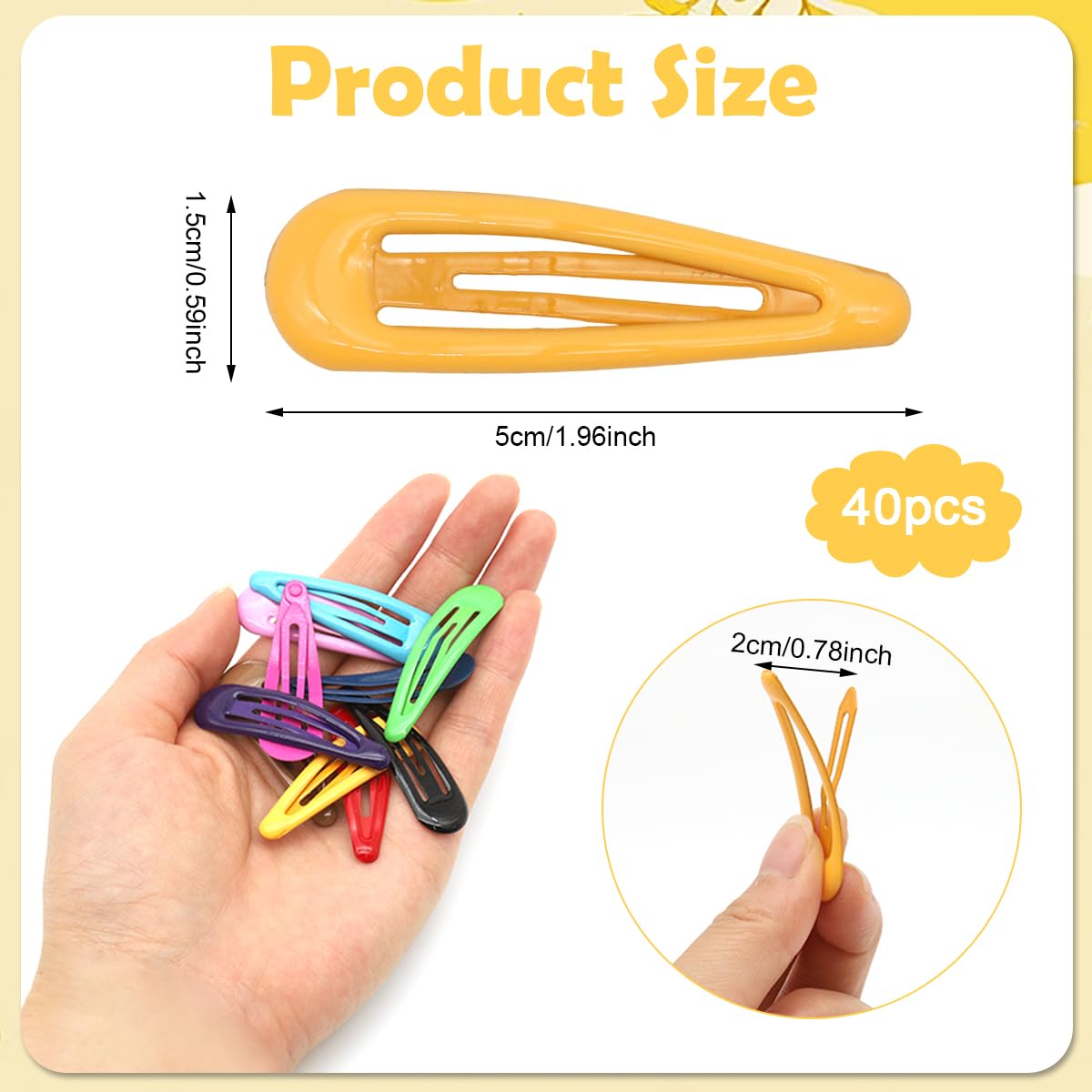 PATPAT Hair Clips Set for Daily Styling with 40 Alloy Tic Tac Pins and Mesh Bag | Girls Accessories