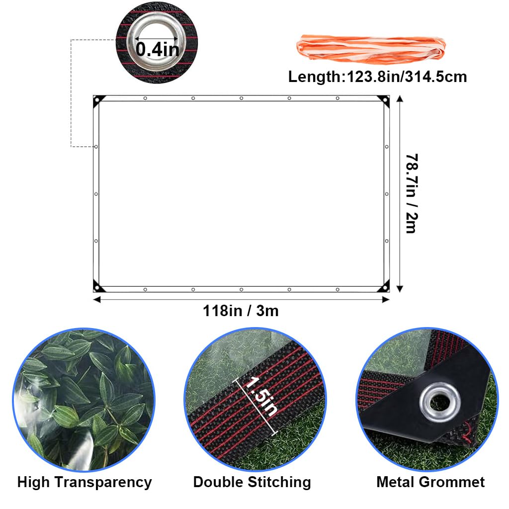 HASTHIP Tarpaulin Sheet for Camping and Cargo Protection with Reinforced Eyelets 9.8×6.7 ft Waterproof Polyethylene Cover | Clear Heavy Duty Rainproof Tarp