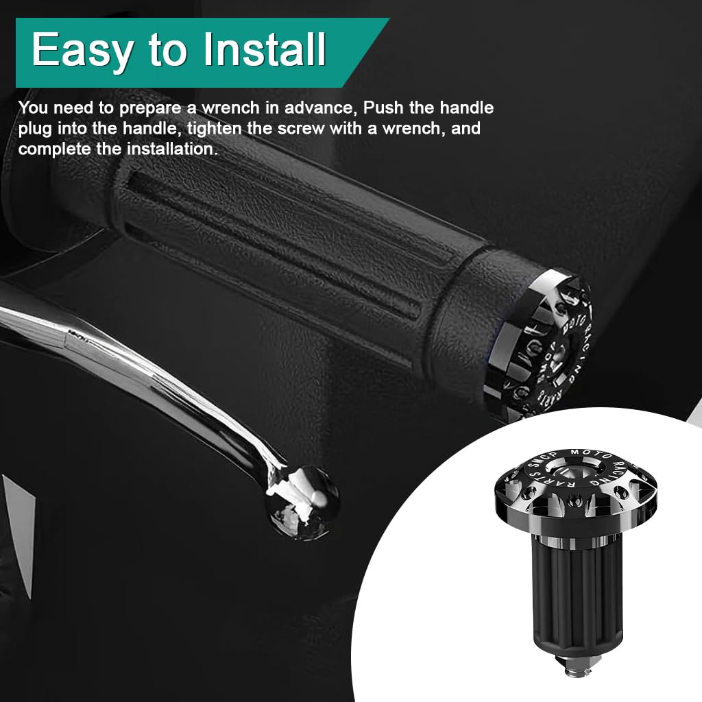 STHIRA Motorcycle Handlebar End Plugs for 22mm Grip with CNC Machined Caps and Wrench Tool