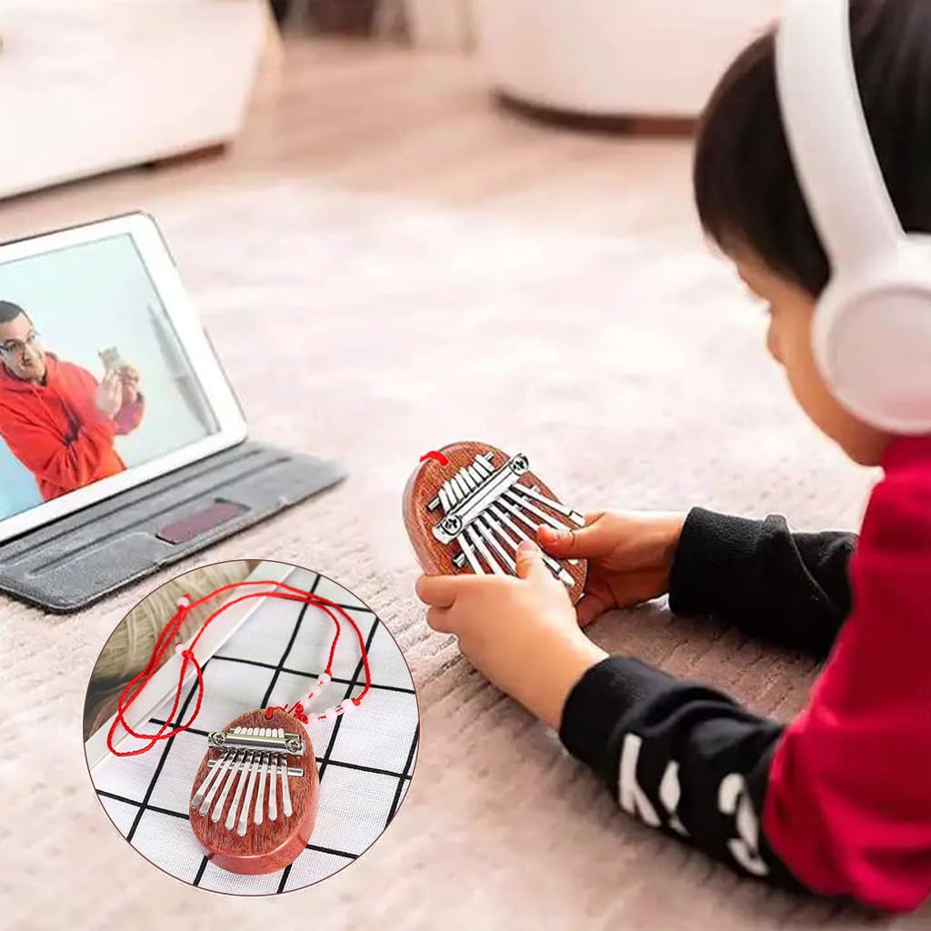 Pocket Kalimba Mini Thumb Piano with 8 Keys Mahogany Wood for Kids and Adults | Easy Musical Gift