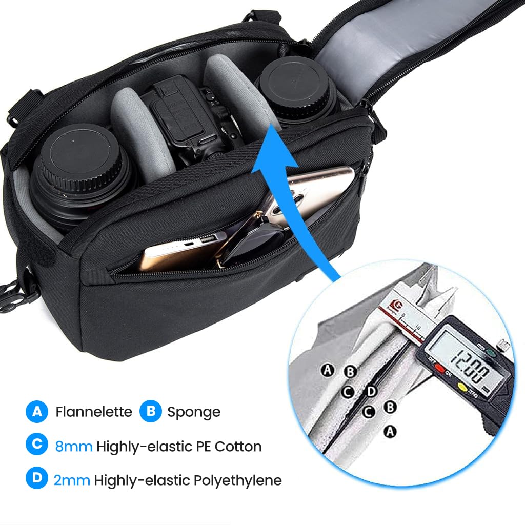 ZORBES Camera Bag for DSLR and Mirrorless with Waist Shoulder Carry Options | Waterproof Nylon Design
