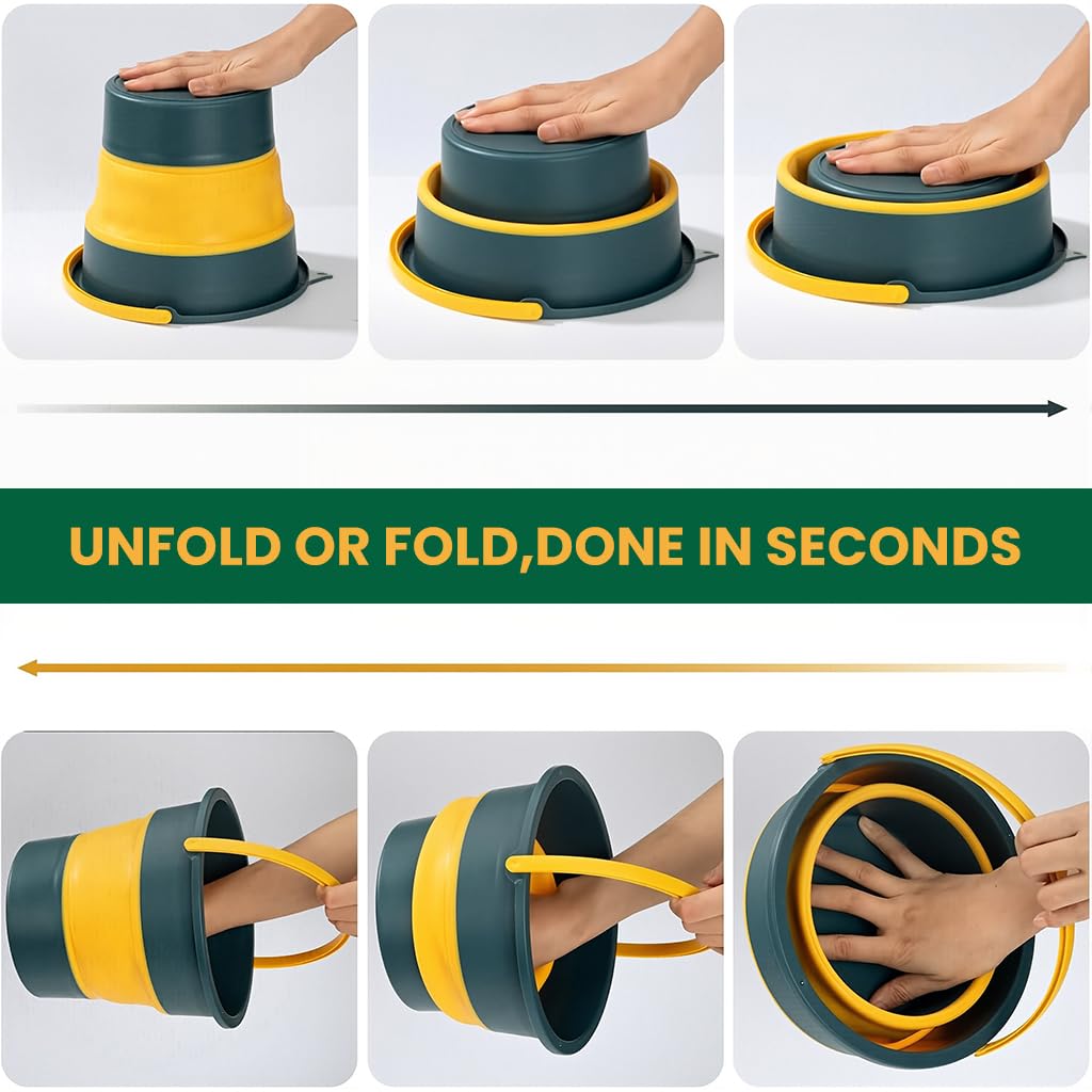 ZIBUYU Foldable Bucket for Camping and Travel featuring 10L Capacity and Leak-Proof Design