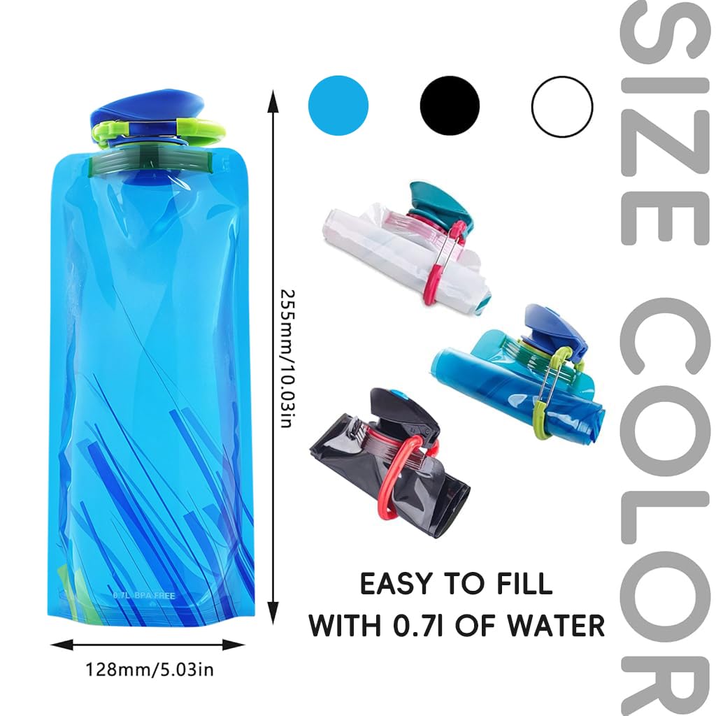 ZIBUYU Water Pouches 700ml for Running and Hiking with Quick Release Buckles | Leak Proof Refillable Bottles