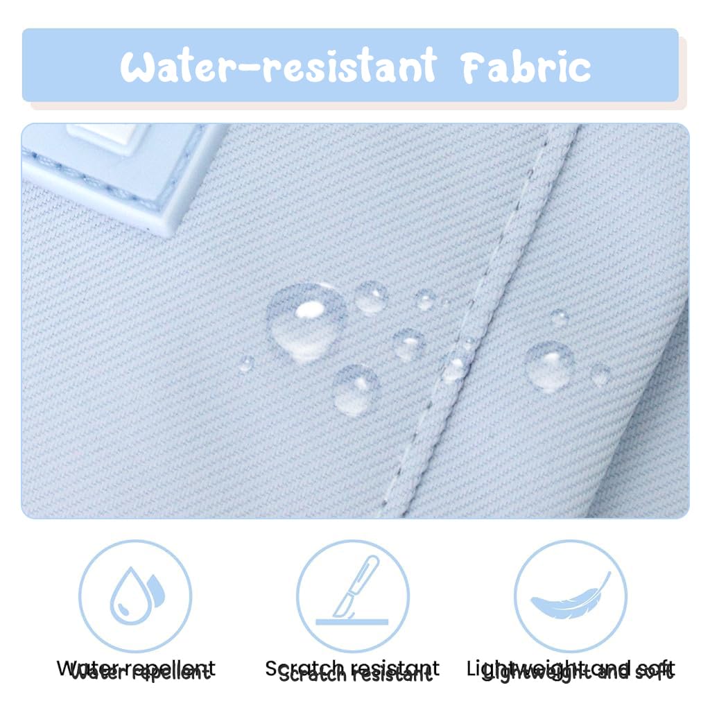 PALAY Cotton School Bag for Girls featuring Multi Zipper Compartments and Blue Patchwork Design