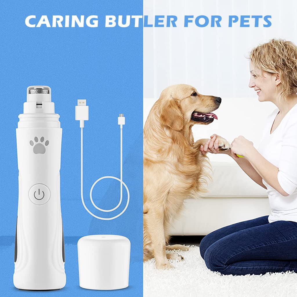 ZIBUYU Electric Nail Grinder for Dog and Cat with Dual LED Light and 3 Speed 8500rpm | USB Rechargeable Low Noise Trimmer
