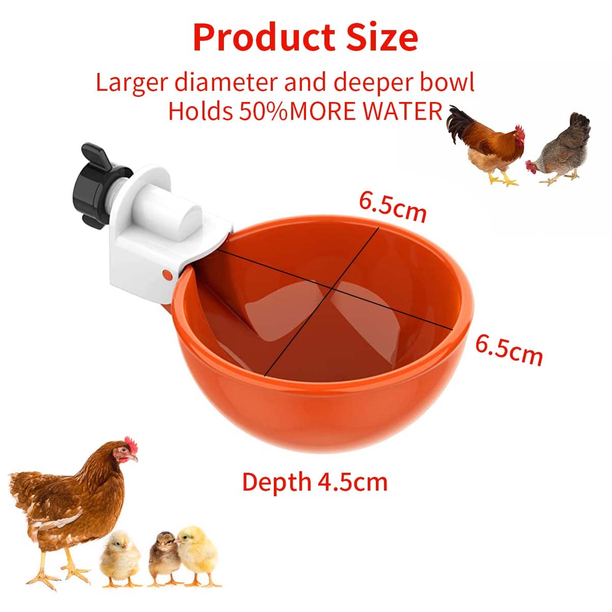 HASTHIP Pack of 5 Chicken Drinking Cup On Barrel Chicken Feeder and Drinker Auto Refill Water Chicken Duck Drinker Chicken Water Cup for Poultry Poultry Farm Equipment