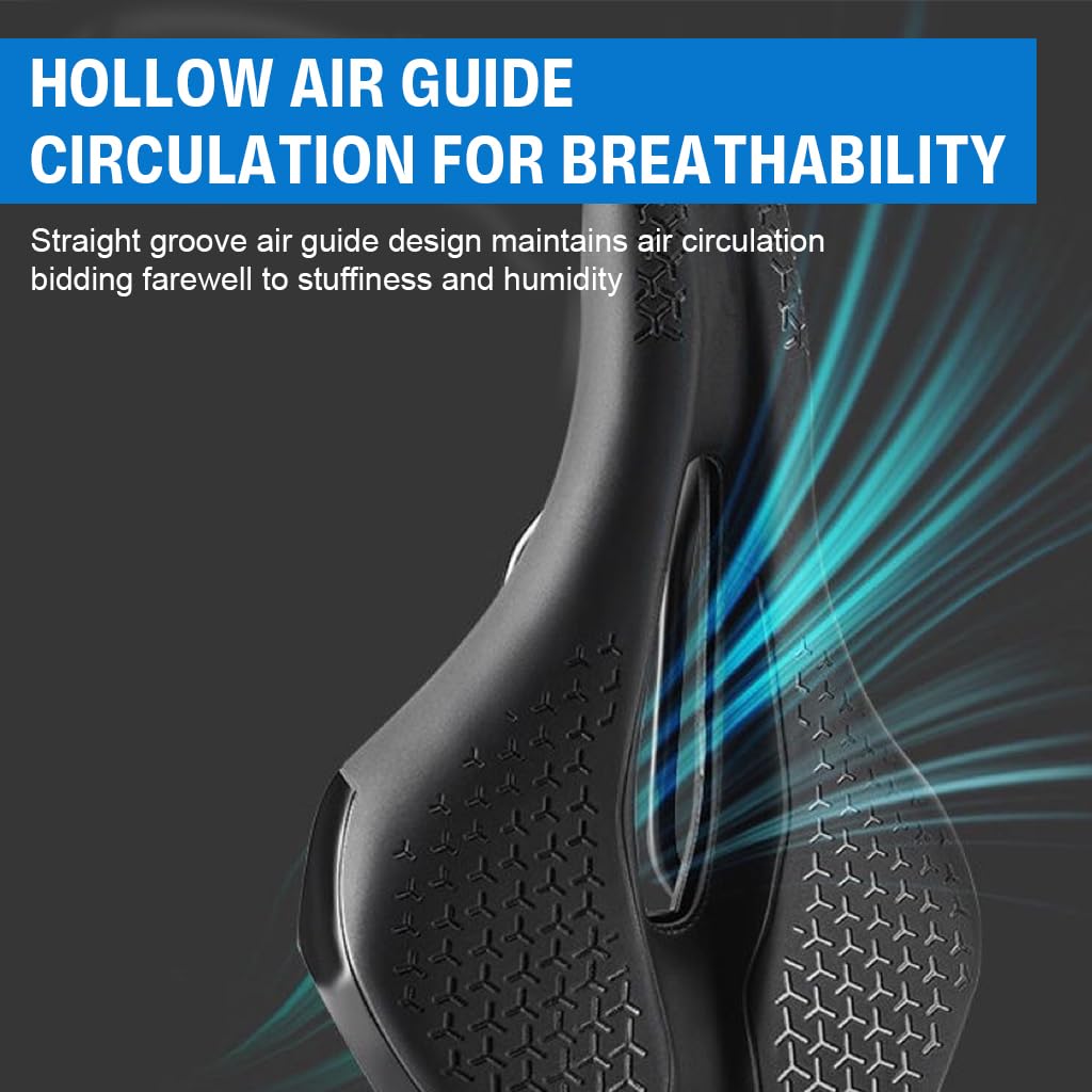 Proberos Bike Saddle for Road and MTB with Center Hollow Ventilation Channel | PU Anti-Slip Surface and Shock Absorbing Memory Foam