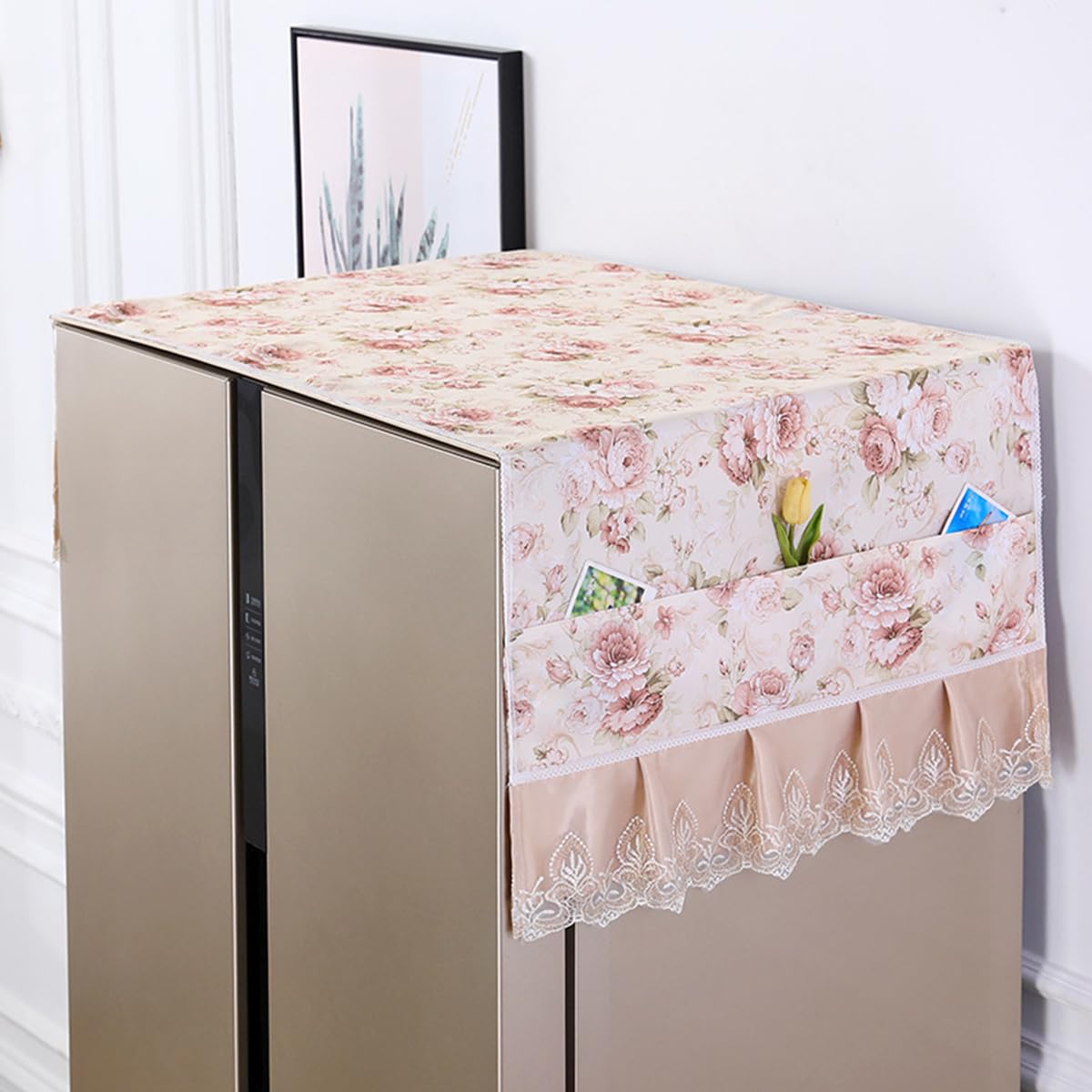 HASTHIP Fridge Cover for Refrigerator Protection 70x170cm with Side Pockets | Floral Print