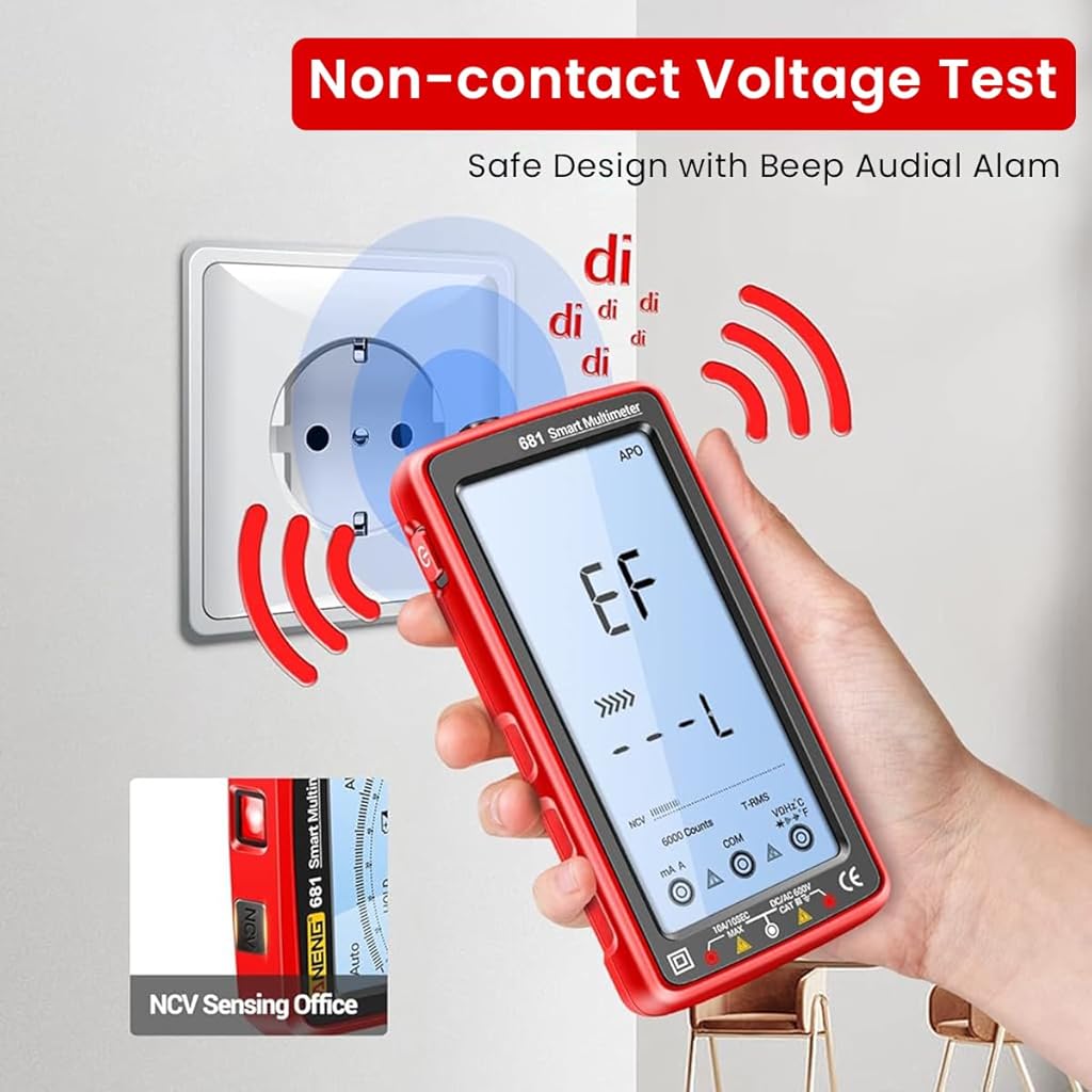 Serplex Digital Multimeter Tester Auto-Ranging TRMS 6000 Counts Voltmeter Smart USB Rechargeable Meter Measures AC/DC Current/NCV/Voltage/Ohm/Amp/Resistance/Diodes/Countinuity/Capacitance/Temperature