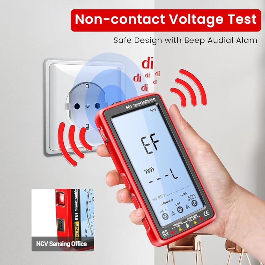 Serplex® Digital Multimeter Tester Auto-Ranging TRMS 6000 Counts Voltmeter Smart USB Rechargeable Meter Measures AC/DC Current/NCV/Voltage/Ohm/Amp/Resistance/Diodes/Countinuity/Capacitance/Temperature