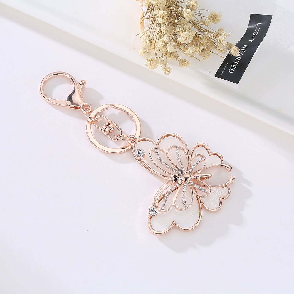 PATPAT Creative Butterfly Zinc Alloy Rhinestone Crystal Purse Bag Key Chain Ring for Men and Women