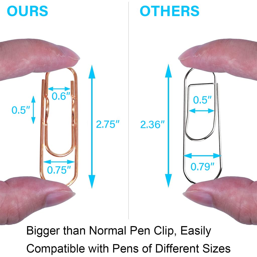 Climberty Metal Pen Clips for Notebooks and Papers featuring Strong Clamp Hold | 12Pcs Gold Silver Rose Gold Set