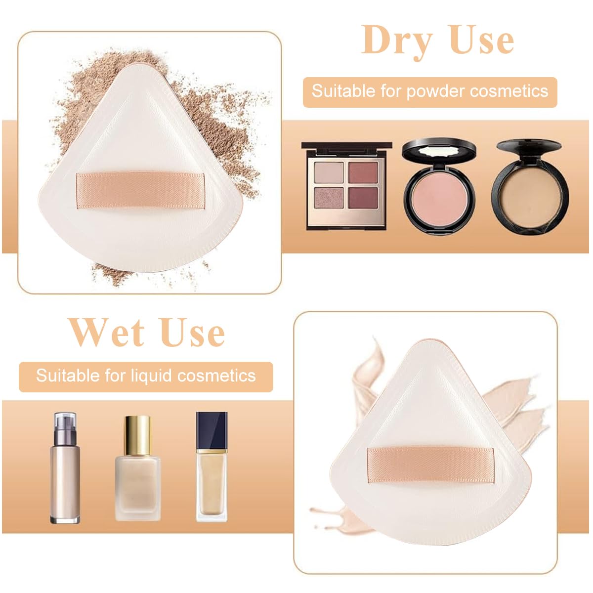 MAYCREATE Makeup Sponge Set for Foundation and Powder featuring Wet & Dry Dual Use | 7pcs Non‑Latex Soft Puffs