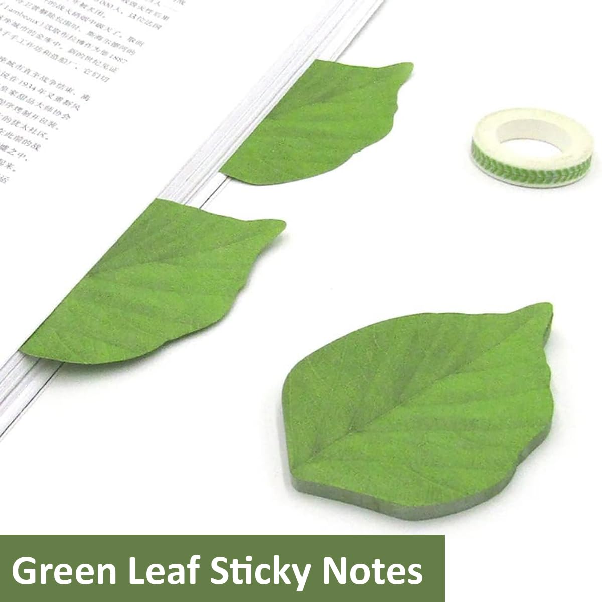 HASTHIP® 200 Sheets Sticky Notes Creative Green Leaves Sticky Notes Reminders Sticky Notes Decorative Sticky Notes Aesthetic Leaves Sticky Notes DIY Scrapbooking Stick Notes School Office Supplies