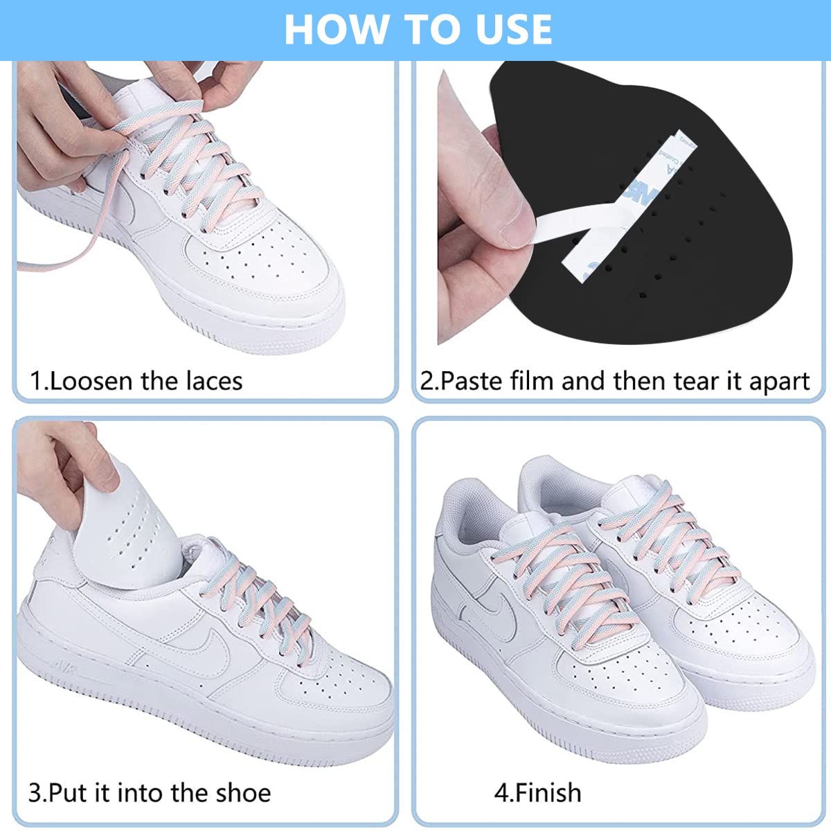 PALAY 2 Pairs Shoe Protector EVA  Anti-Wrinkle Shoes Support Accessories for Sneakers, Leather Shoes for Men and Women (US 7-12 Men/US 8.5-13.5 Women, Black)