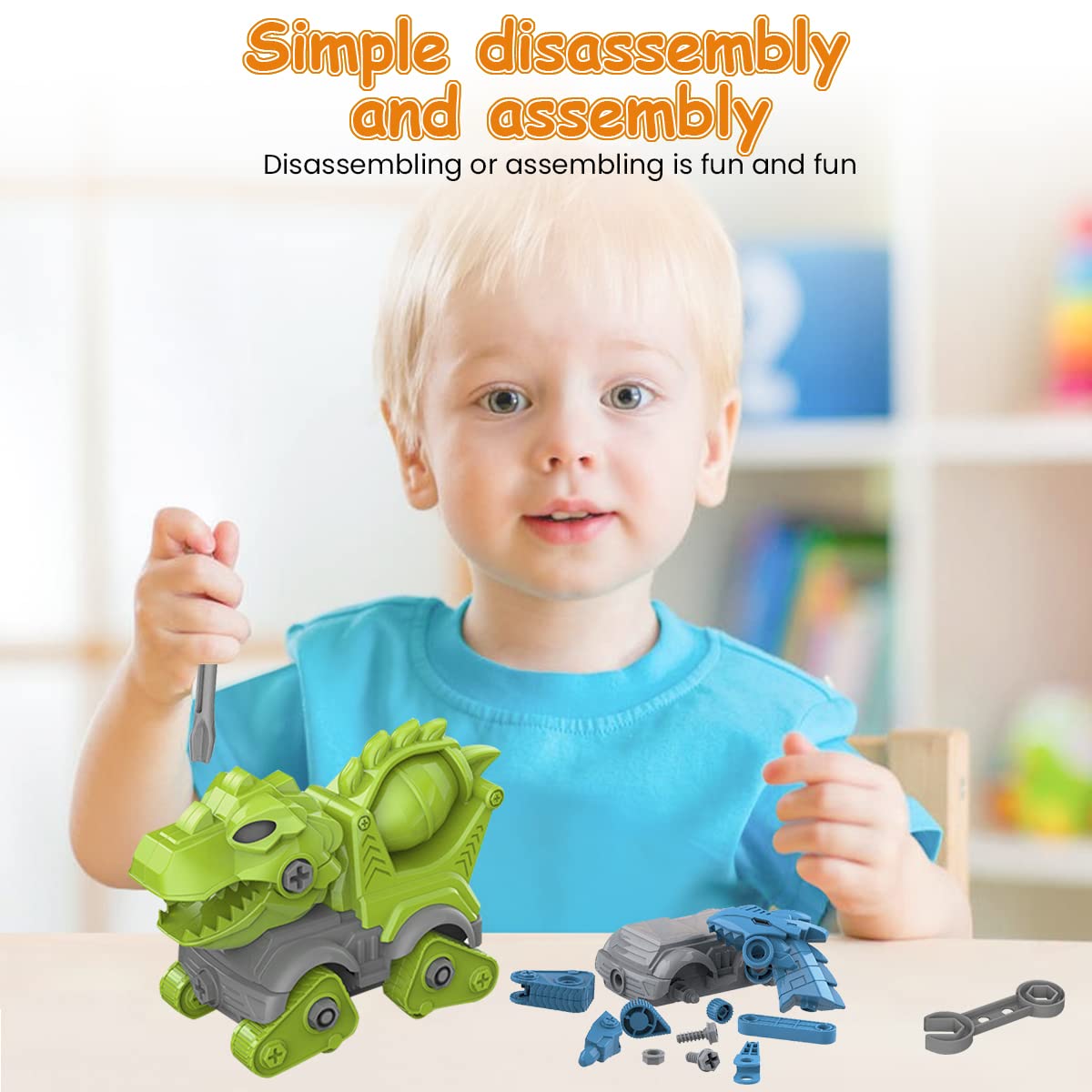 PATPAT® Dinosaur Toys For Kids Diy Assembly Construction Dinosaur Truck Toys For Kids Dinosaur Building Toys With Toy Screwdriver,Stem Toy Assembling Building Blocks Gifts For 3-8 Year Kids,Multicolor