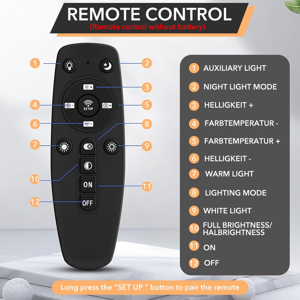 ELEPHANTBOAT LED Ceiling Light for Living Room with Remote Control featuring 36W Dimmable 3-Color 2800–6000K Illumination