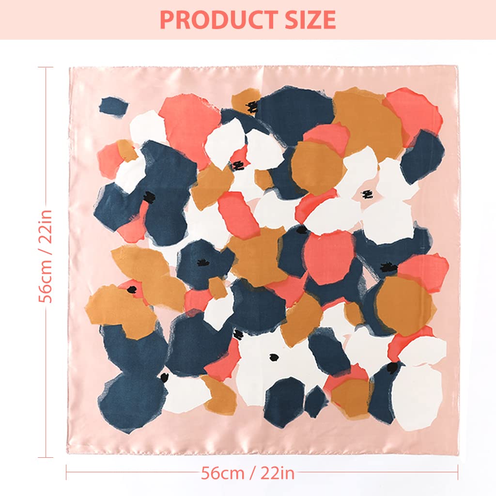 PALAY Square Polyester Scarf for Women with Satin Silk Feel 22×22 in | Soft Printed Wrap
