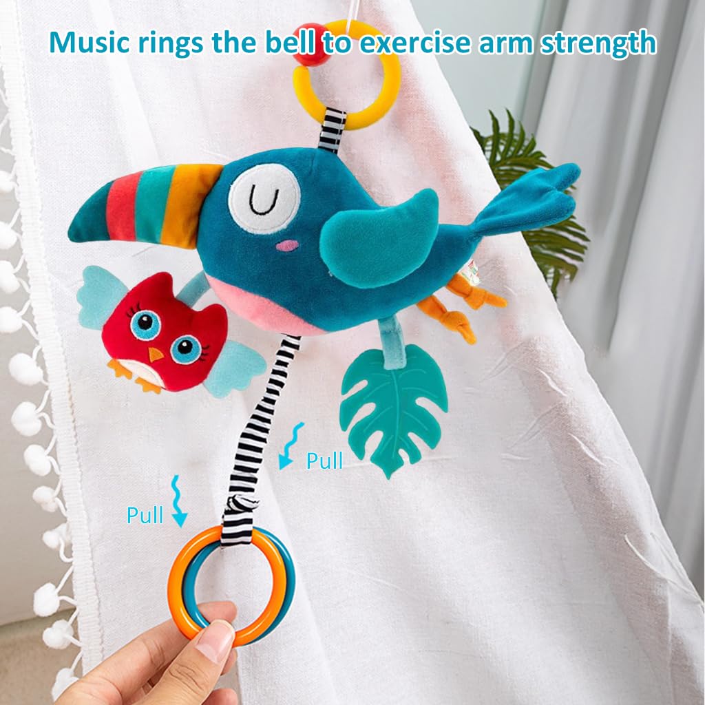 PATPAT® Cute Cradle Hanging Toy for Baby Stroller Hanging Toy Sensory Toy Crib Hanging Toy Soft Stuff Toy Woodpecker Toy Teether Toy Rattle Toy for Toddlers Shower Gift for Baby (Blue)