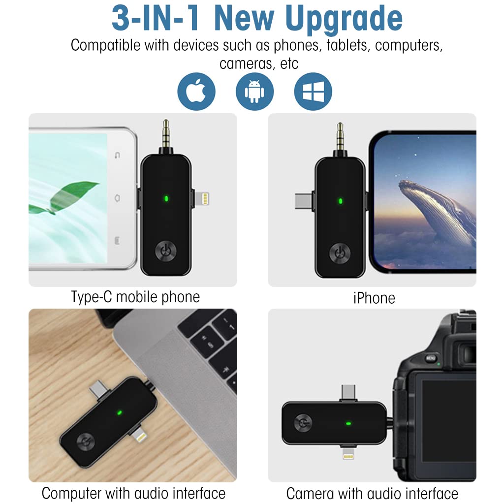 ZORBES Wireless Lavalier Lapel Microphone for Interview and Live Stream | Noise Reduction Recording for iPhone Android Camera Computer