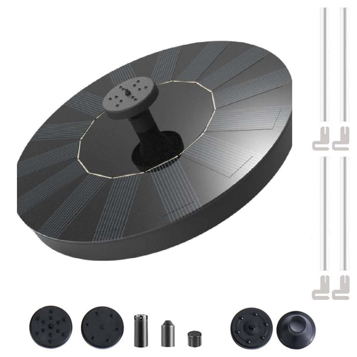 Verilux Solar Fountain for Garden and Pond with 7V 1.4W Panel featuring Brushless Motor