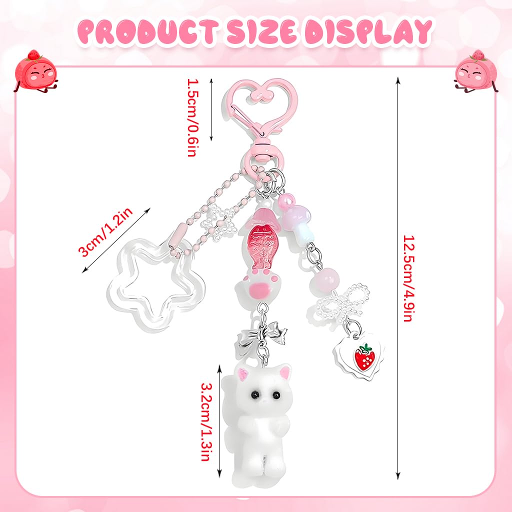PATPAT Kawaii Kitten Bag Charm for Handbags with Heart-Shape Clasp and Star Pendant Gift for Girls
