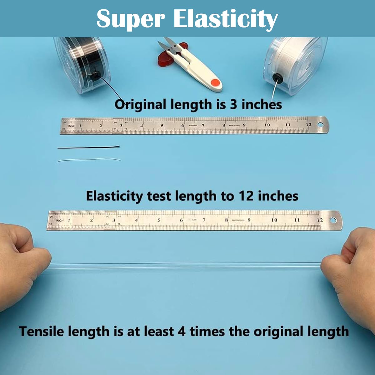 HASTHIP Elastic Cord for Bracelets with 0.8mm Flat Stretch Design 2 Rolls 295ft Each Black&White | Ideal for Jewelry Making and Beading Projects