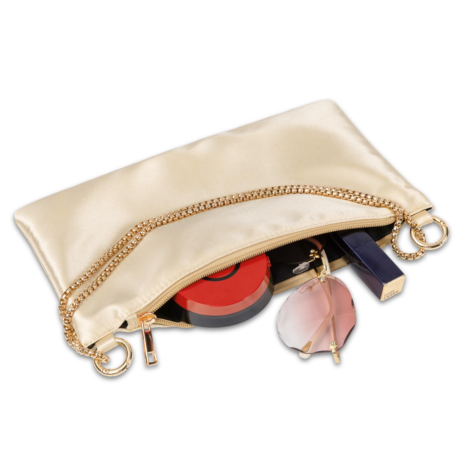 PALAY Women Satin Evening Handbag for Formal Events with 27.5x15cm Size and Removable Chain Strap