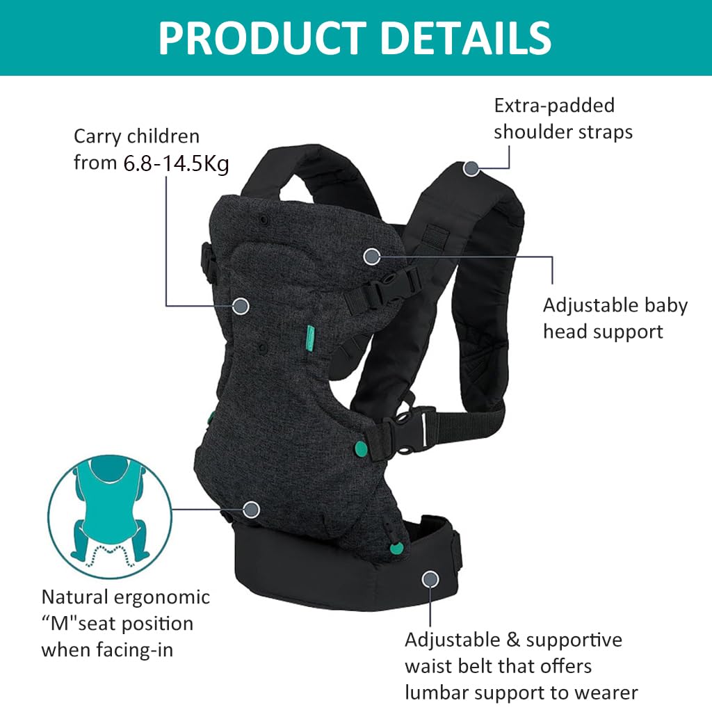 SNOWIE SOFT 4 in 1 Kangaroo Baby Carrier for 0 to 2 Year Use with Lumbar Support & Sun Cover | Adjustable Breathable Cotton