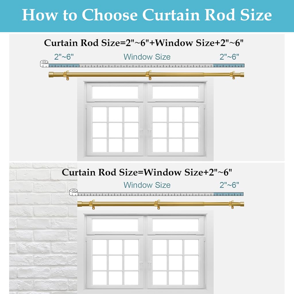 HASTHIP Curtain Rod for Windows 32 to 84 in with Splice Nut Connection and Golden Finish