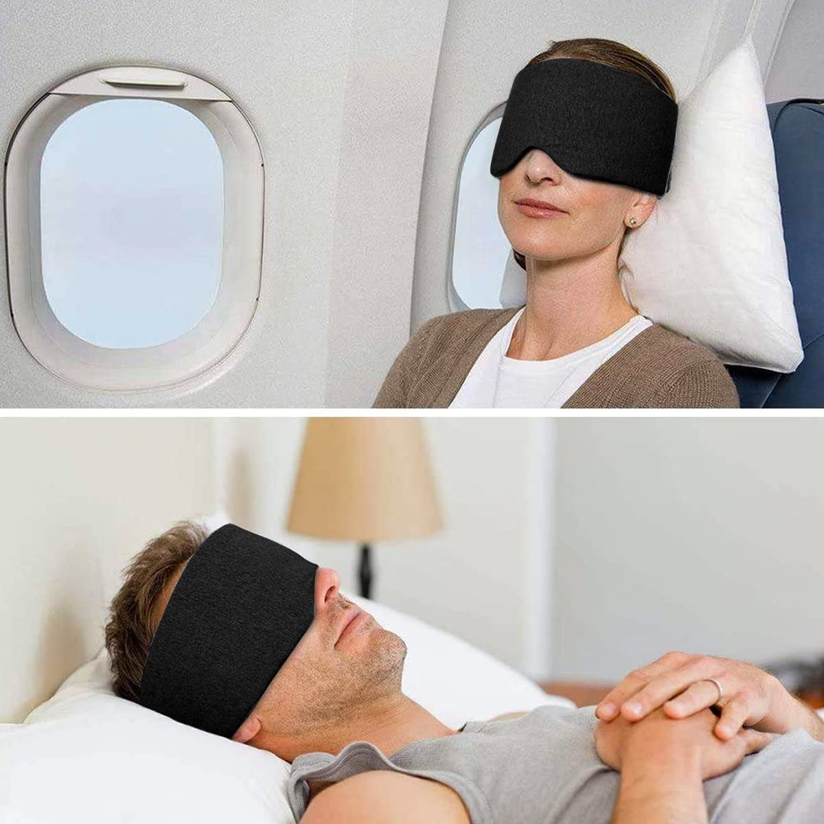 HANNEA Eye Mask for Sleep with Adjustable Velcro Fit and Curved Nose Design | Soft Black Eyeshade