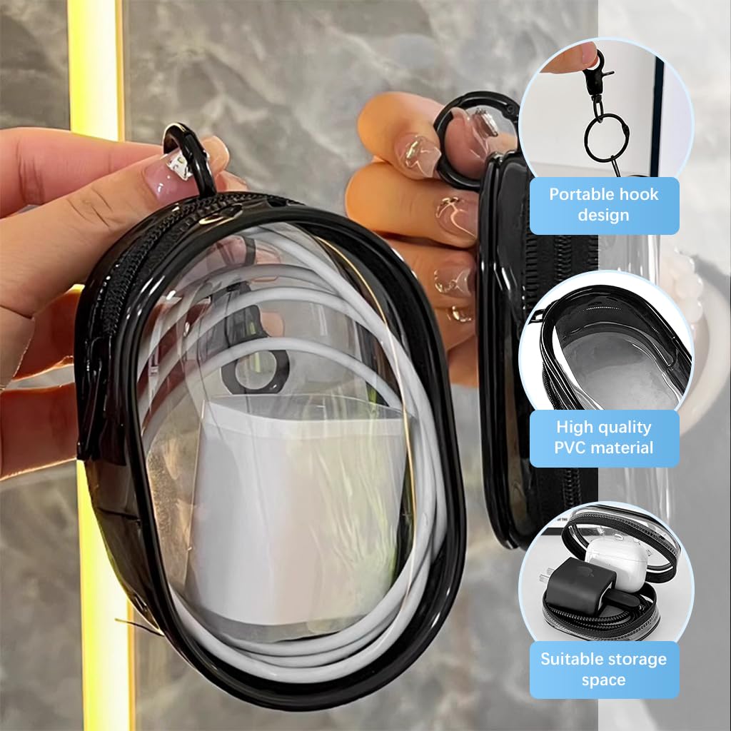 Supvox PVC Transparent Storage Bag for Cable and Chargers with Quick Release Buckle | Waterproof Travel Organizer