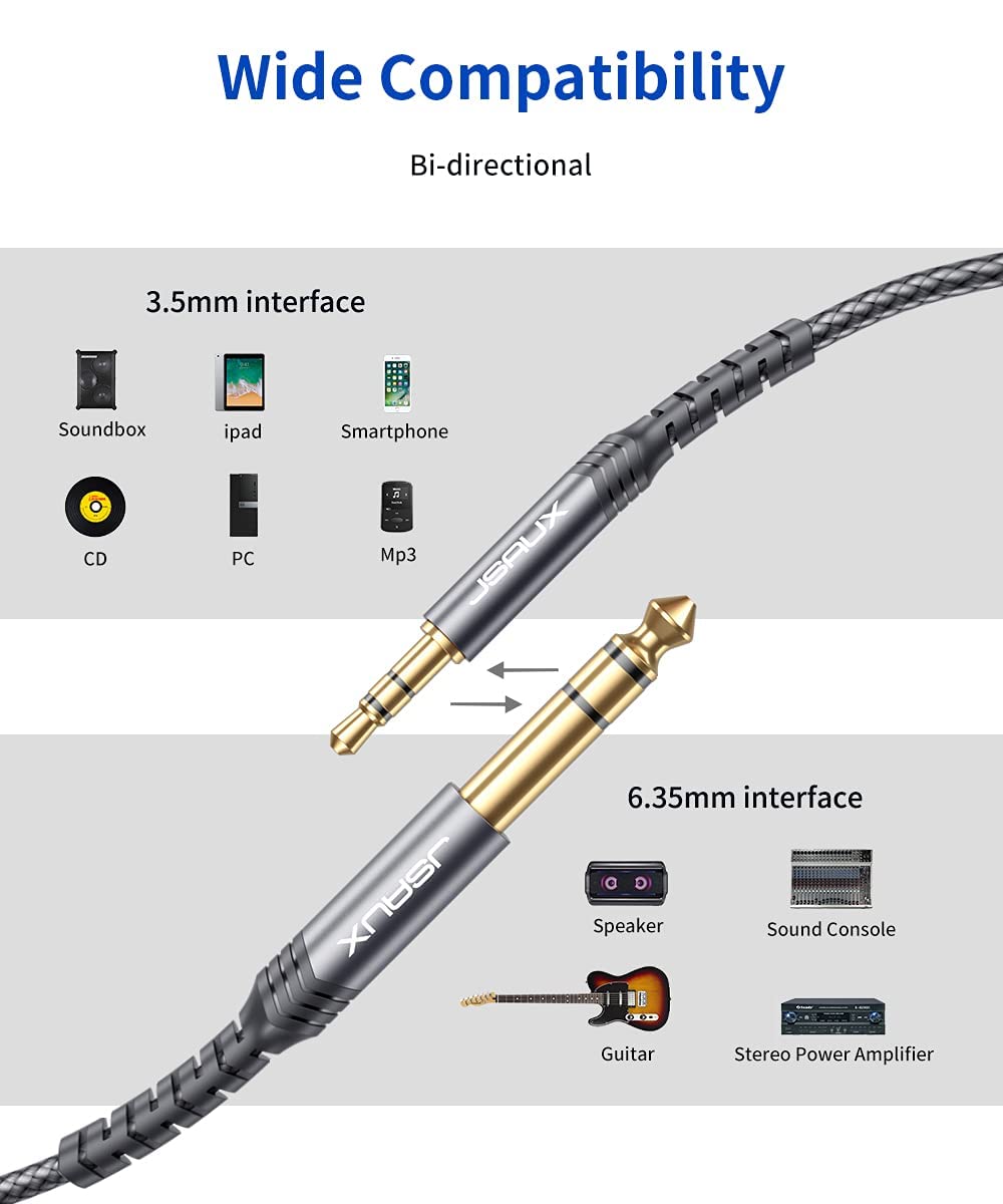 JSAUX® 3.5Mm To 6.35Mm Stereo Audio Cable,6.35Mm 1/4