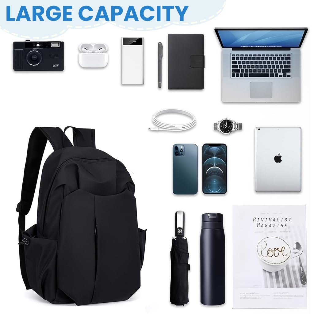 Zibuyu Backpack for School and Travel with Anti Theft Pocket and 15.6 Inch Laptop Sleeve | Waterproof White Bag for Men and Women