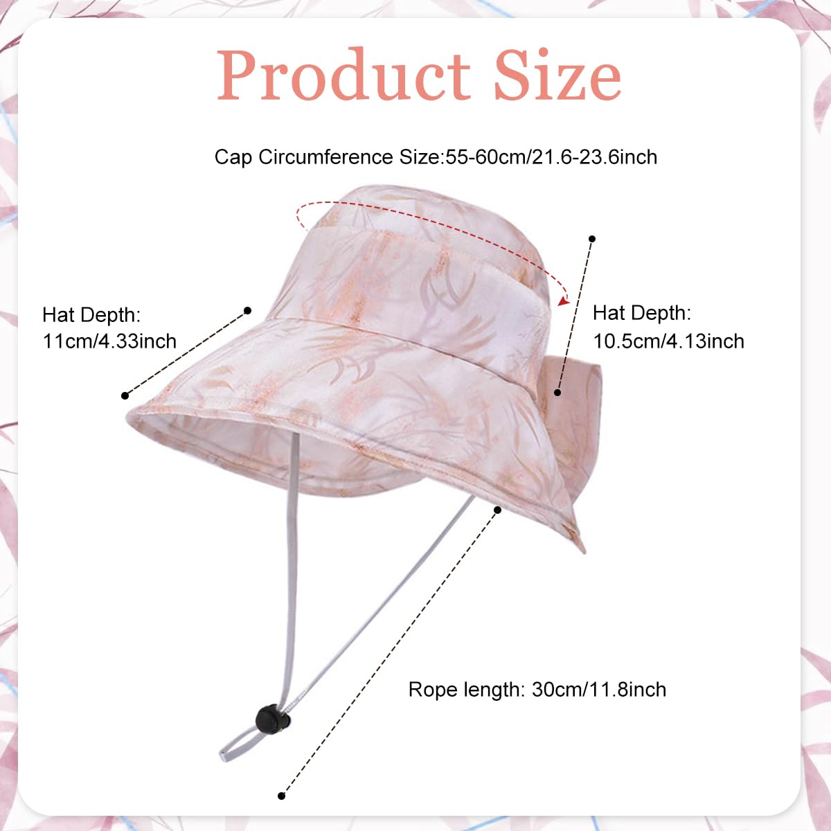 SANNIDHI Sun Hat for Women featuring Wire Reinforced Adjustable Brim and Packable Design | Pink UV Protection Beach Hat