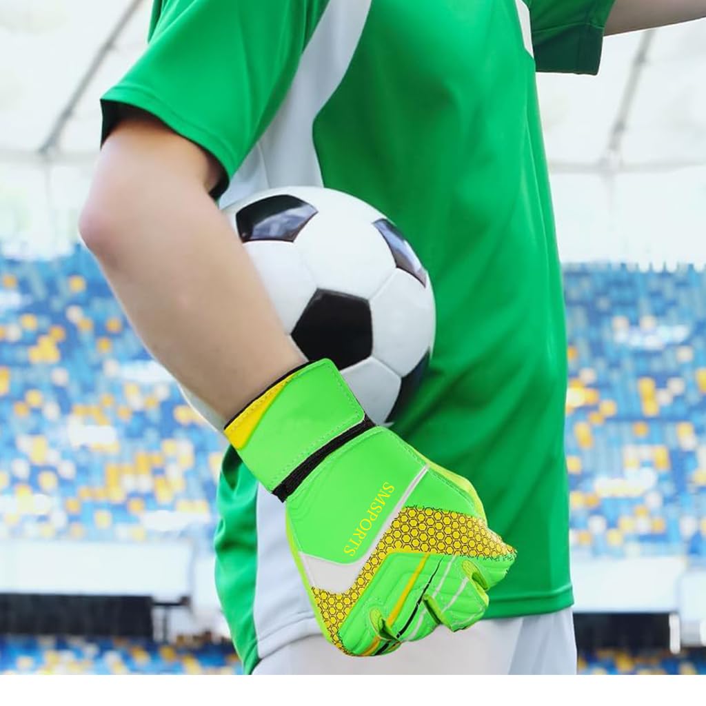 Proberos Football Goalkeeper Gloves for Kids with Latex Palm Grip and Size 7 Fit | Adjustable Strap and Soft PU Back