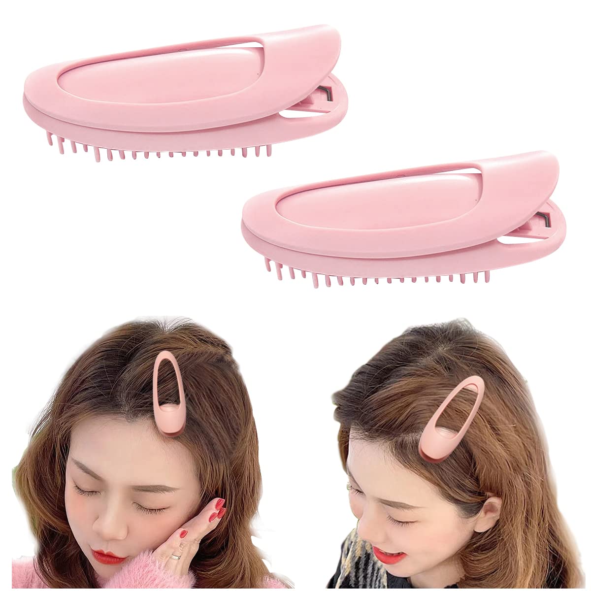 MAYCREATE® 2pcs Hair Volumizing Clip Fluffy Hair Root Clips - Hair Lift Bangs Curlers Clips Self Grip Volume DIY Wave Styling Tool for Long & Short Hair (Pink)