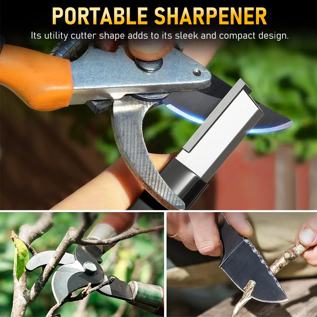 Serplex Garden Tool Sharpener for Pruners and Scissors 4.3 in Portable Tungsten Steel | Easy Handheld Cutter Sharpener