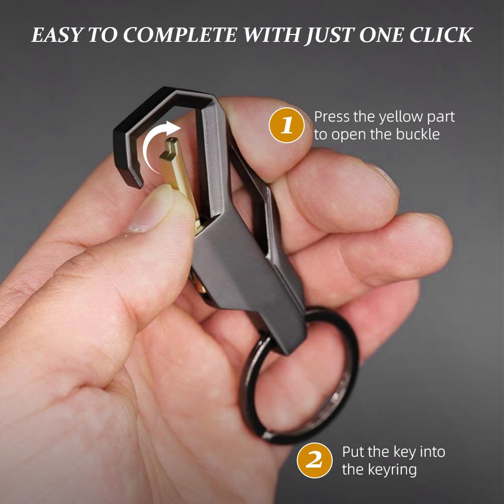 Zibuyu Key Chain for Car Bike and Home with Quick Release Buckle and Folding Cutter | Zinc Alloy 2Pcs Set