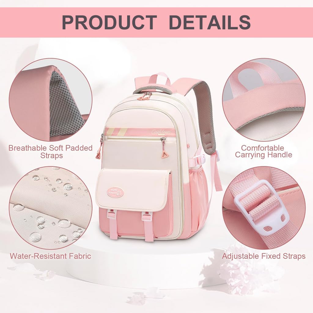 PALAY Girls School Backpack for Students with 32x22x46cm Storage Layer and Padded Straps | Waterproof Nylon Bag