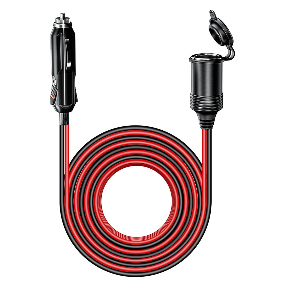 STHIRA Car Cigarette Lighter Cable 4M for 12V 24V Vehicles with LED Indicator & Dust Cap | Black