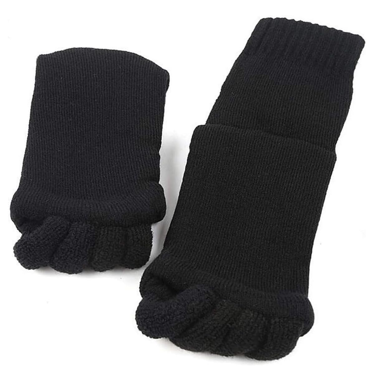 MAYCREATE Toe Separator Socks for Yoga and Foot Pain Relief with Dacron Fabric Comfort | Black 1 Pair