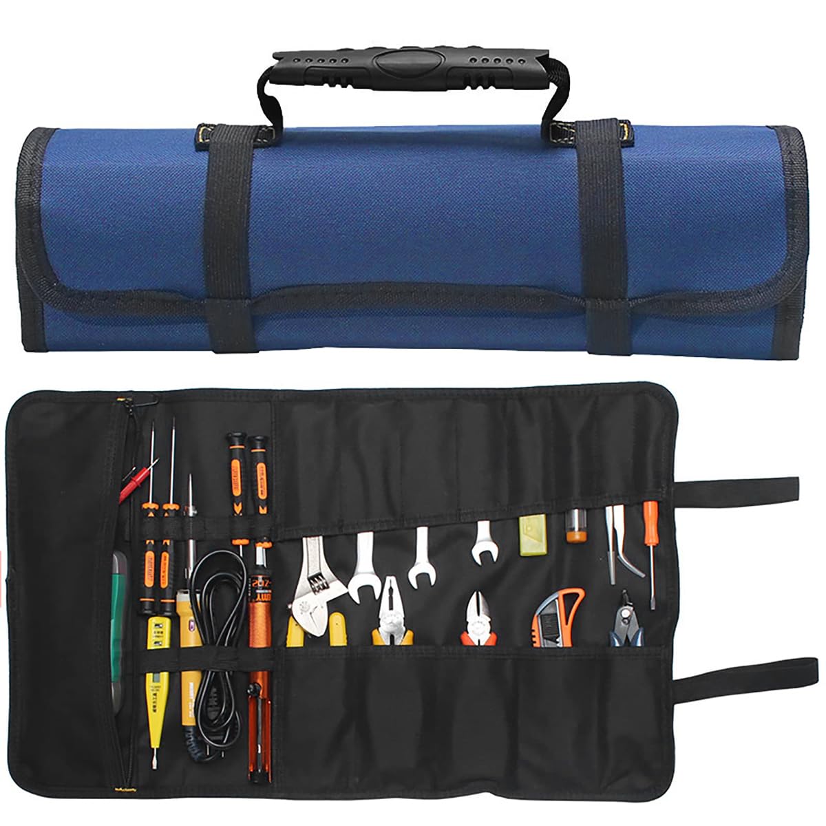 Serplex Roll Up Tool Bag for Mechanics with 20 Pockets and Quick Release Buckle | 600D Oxford Organizer