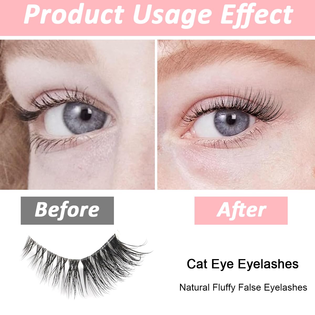 MAYCREATE® 10 Pairs Cat Eye Lashes Fluffy Winged Eye Lashes Extensions Wispy Cat Eye Lashes Party Look Eyelashes Alluring Look Eyelashes