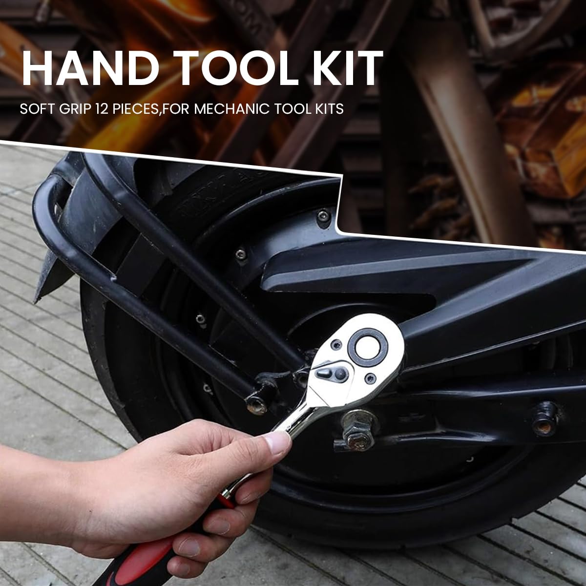 STHIRA Ratchet Socket Wrench Set for Car Repairs with 5 in Extension Bar and Chrome Vanadium Steel | 12 in 1 Heavy Duty Tool