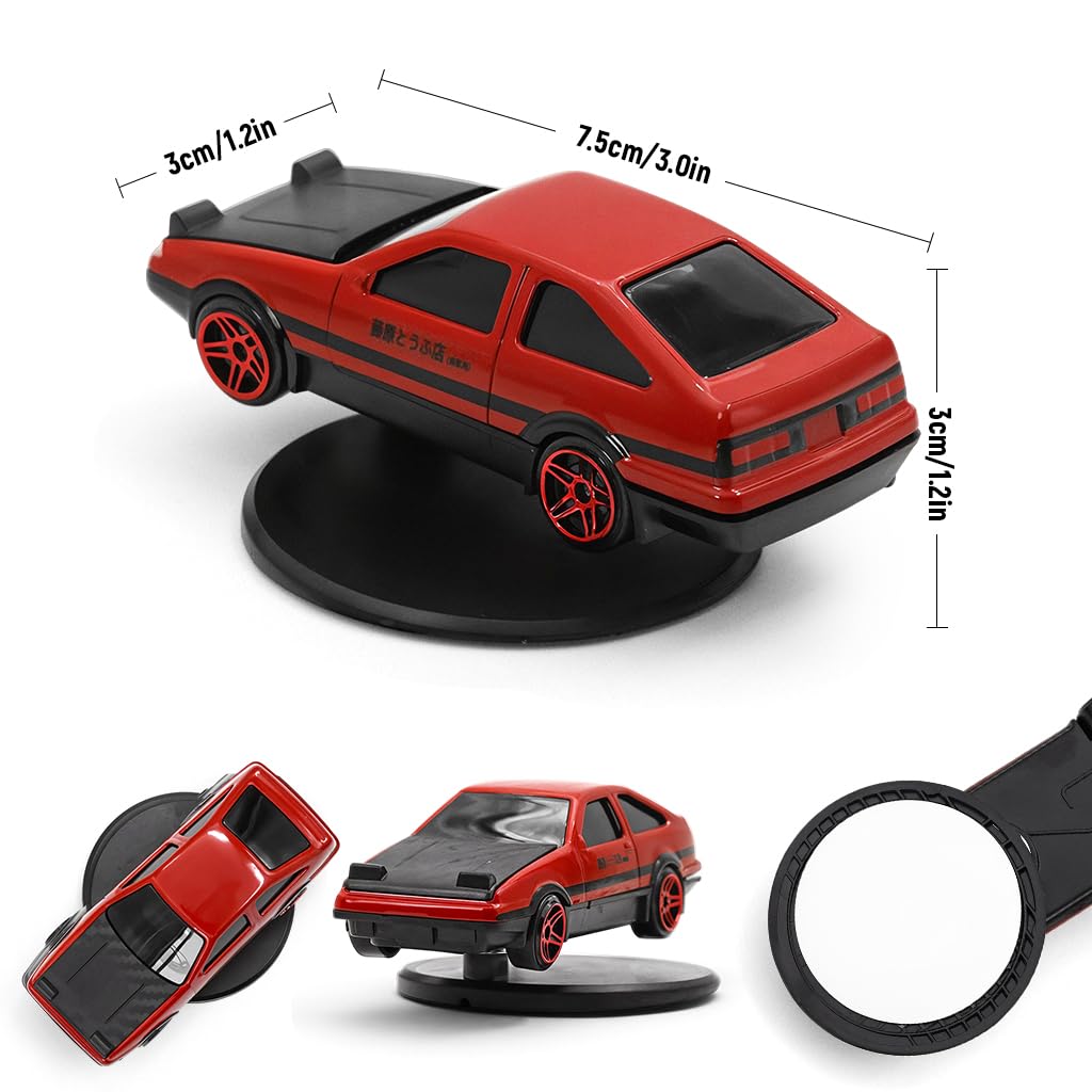 STHIRA Mini Car Model for Dashboard Decor with 2.95 in Alloy Build and Drifting Base | Red AE86 Gift