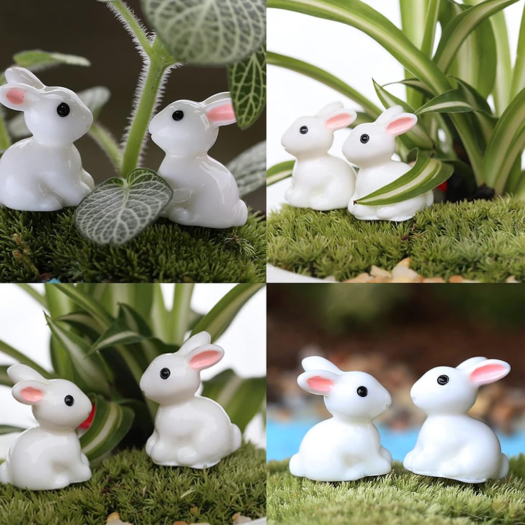 Zibuyu Rabbit Miniature Figurines for Garden and Dollhouse Decoration with Secure Pins | 20-Pack Hand-Painted Resin