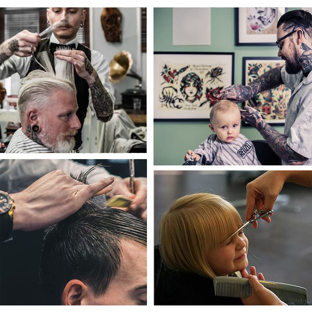 MAYCREATE Hair Cutting Scissors for Home and Salon Use with Adjustable Screw & 10pcs Kit | Stainless Steel Tools for Men and Kids Hair Trimming